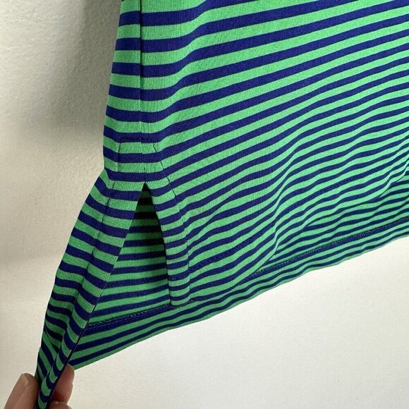 RLX Ralph Lauren Polo Shirt Size L Striped Performance Golf Stretch Green Blue - Picture 3 of 11